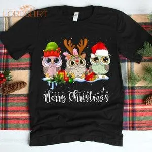 Cute Owl Christmas T-shirt Christmas Hoodies Holiday