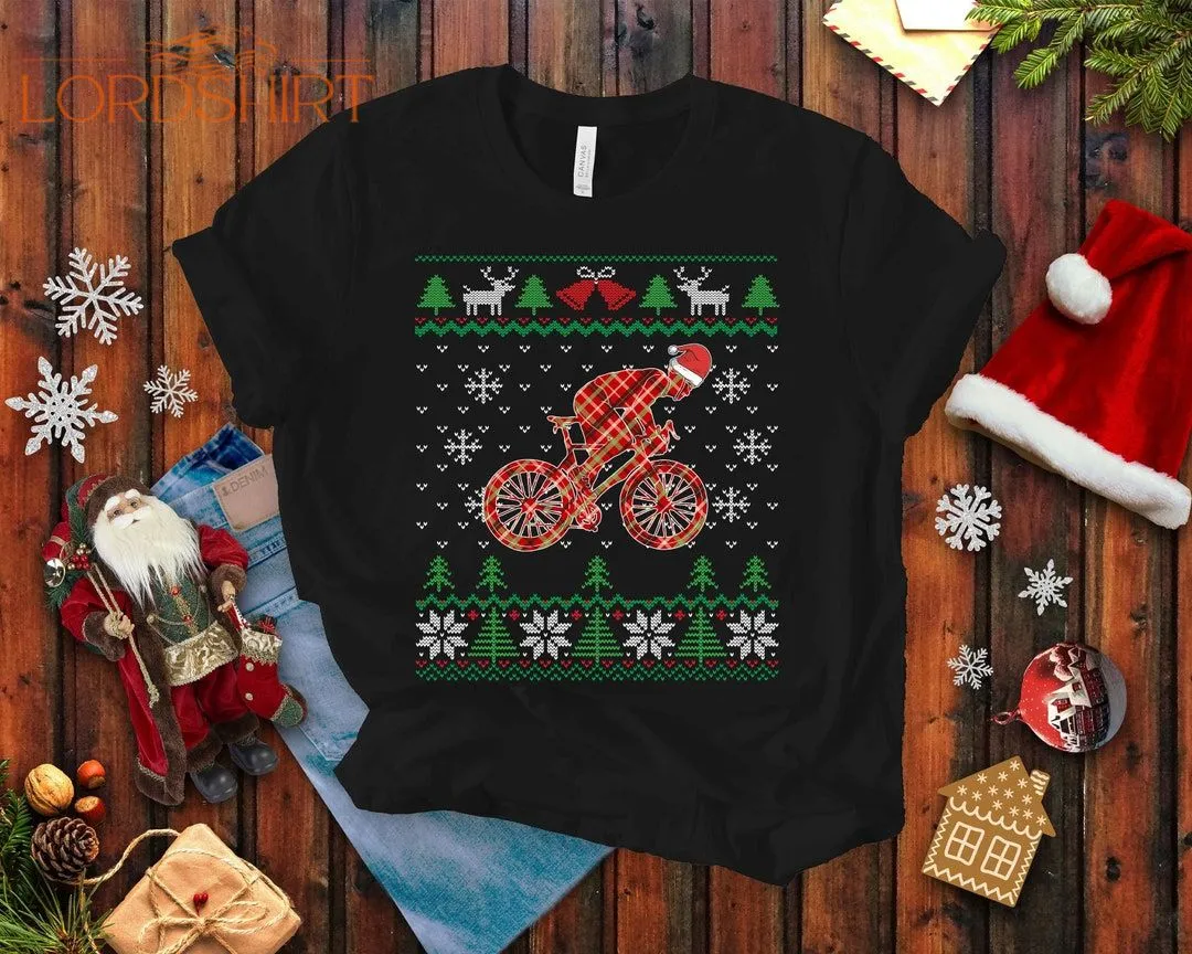 Cycling Christmas T-shirt Cyclist Holiday Shirt Bicycle Bike