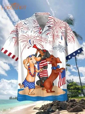 Dachshund Dog 4th Of July Hawaiian Lei Hawaiian Shirt