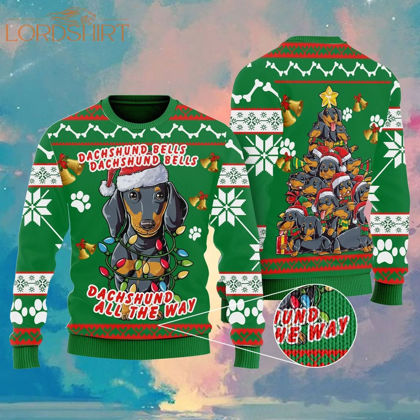 Dachshund Dog Bells Christmas Ugly Christmas Sweater