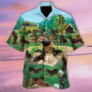 Dachshund Dog Go Camping Hawaiian Shirt