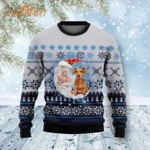 Dachshund Dog Love Santa Moon Ugly Christmas Sweater