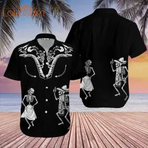 Dancing Skeleton Day Of The Dead Hawaiian Shirt