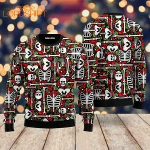 Day Of The Dead Dancing Skeleton Pattern Ugly Christmas Sweater