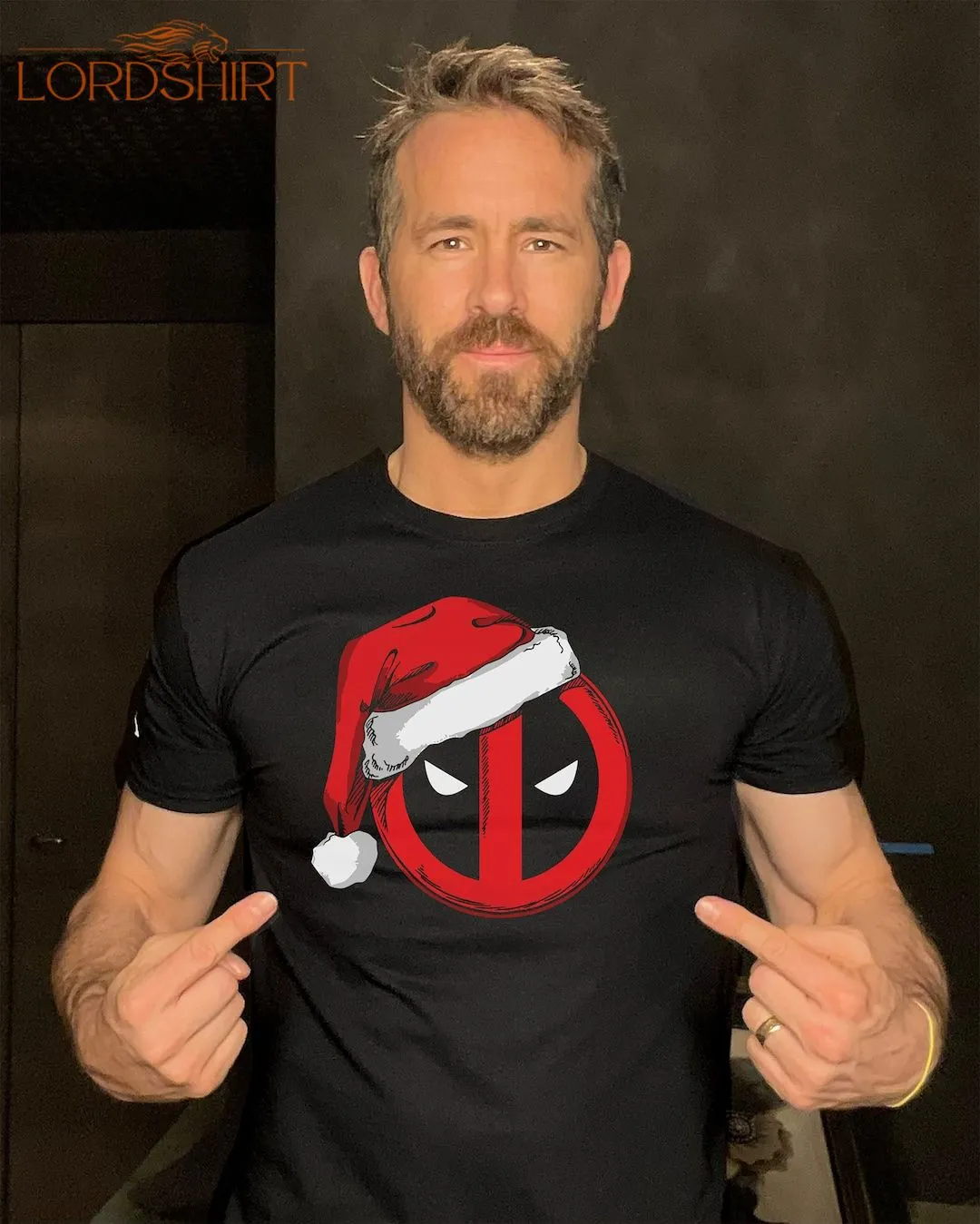 Deadpool T-shirt Christmas Hat Funny Movie Themed Men's T