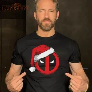 Deadpool T-shirt Christmas Hat Funny Movie Themed Men's T