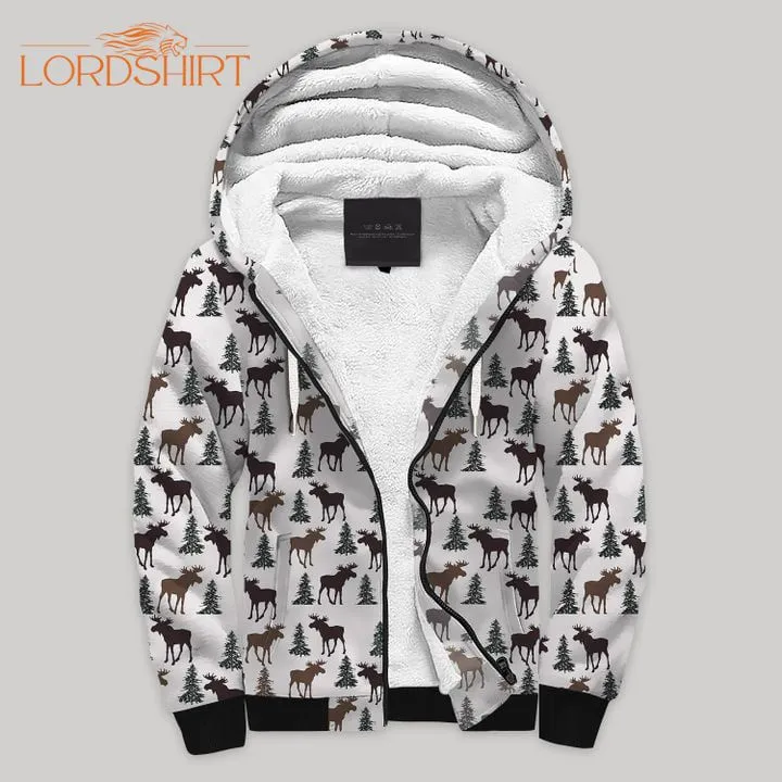 Deer Fleece Zip Hoodie All Over Print