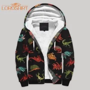 Dinosaurs Sherpa Fleece Zip Hoodie All Over Print