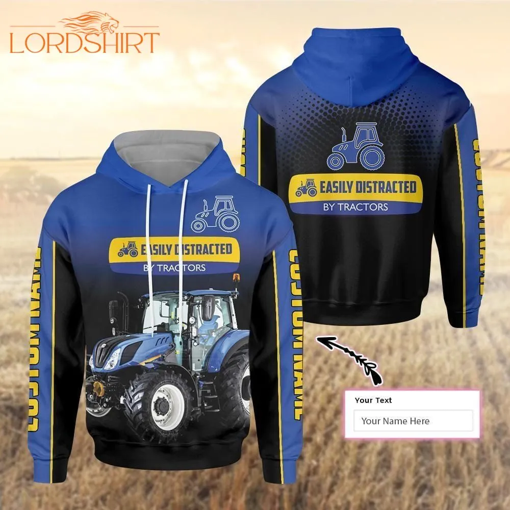 Distracted By Tractor Blue Truck Custom Name 3d All Over Print