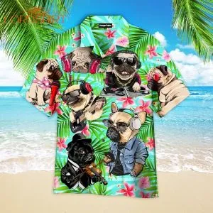 Dog Feeling Music With Pugs Aloha Hawaiian Shirt