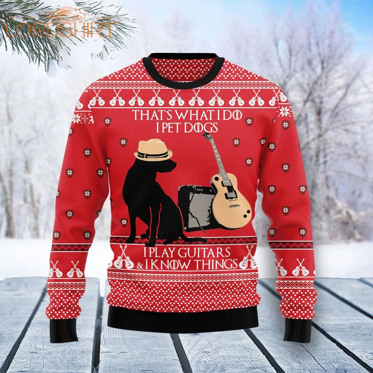 Dog Guitar Ugly Christmas Sweater