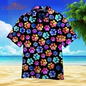 Dog Pawprint Colorful Aloha Hawaiian Shirt