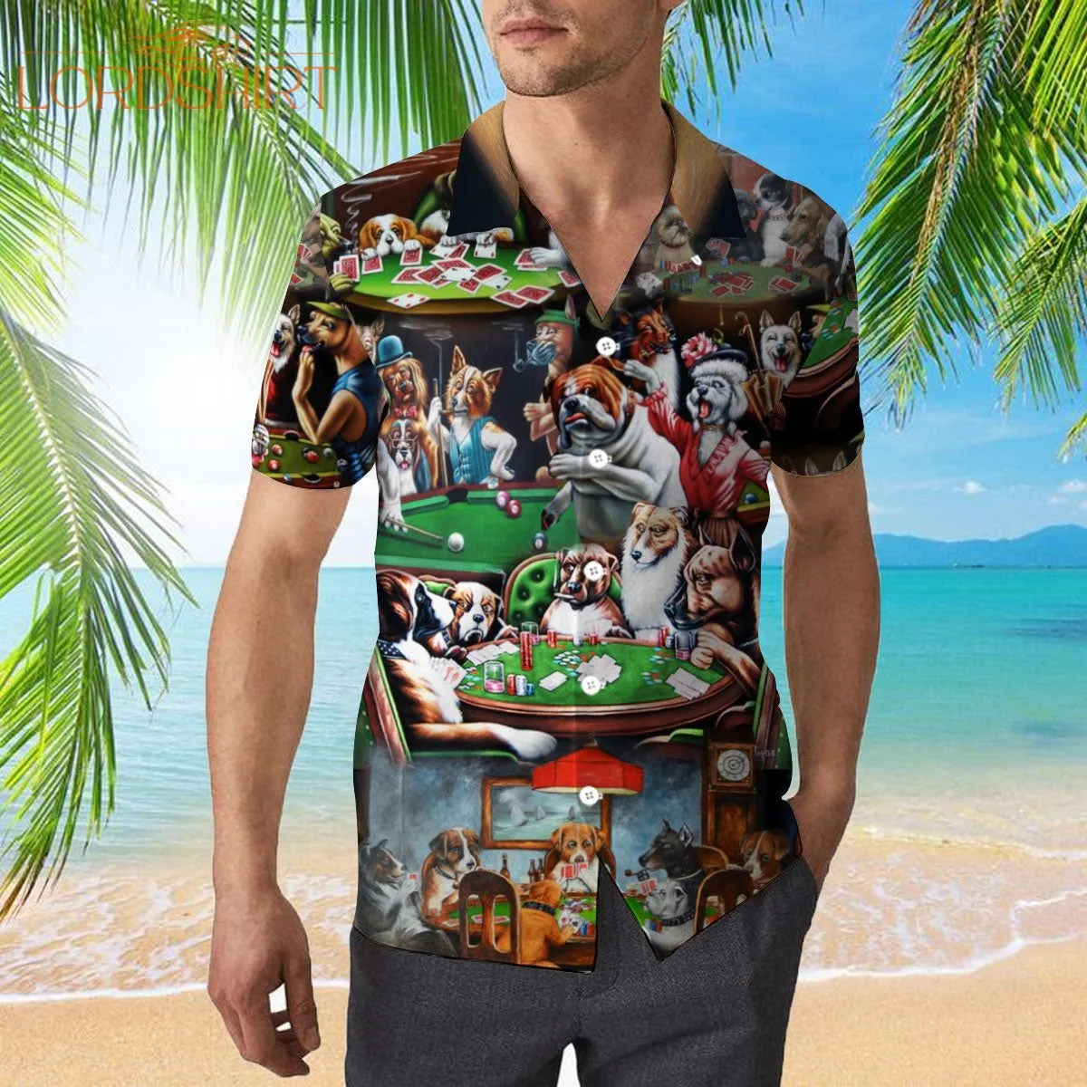 Dogs Playing On The Table Hawaiian Shirt