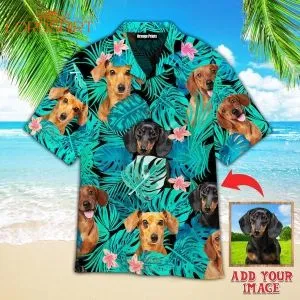 Dogs Tropical Custom Photo Hawaiian Shirt