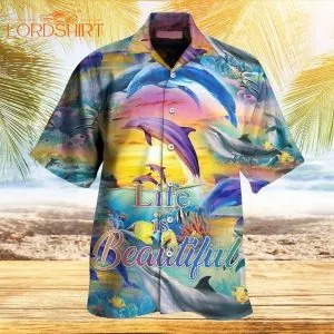 Dolphin Sunset Hawaiian Shirt