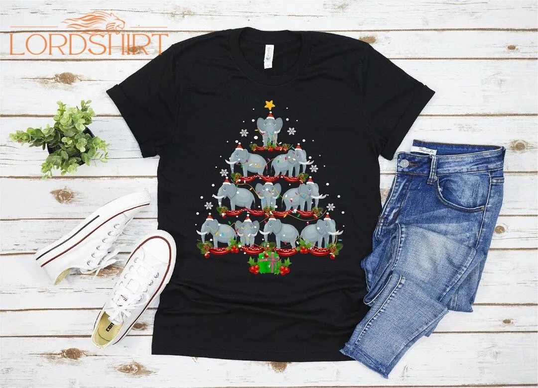 Elephant Animal Christmas Tree Shirt Elephant Funny Christmas