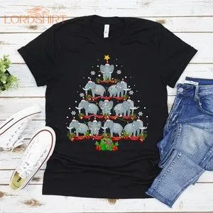 Elephant Animal Christmas Tree Shirt Elephant Funny Christmas