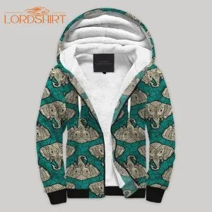 Elephant Boho Head Blanket Fleece Zip Hoodie All Over Print