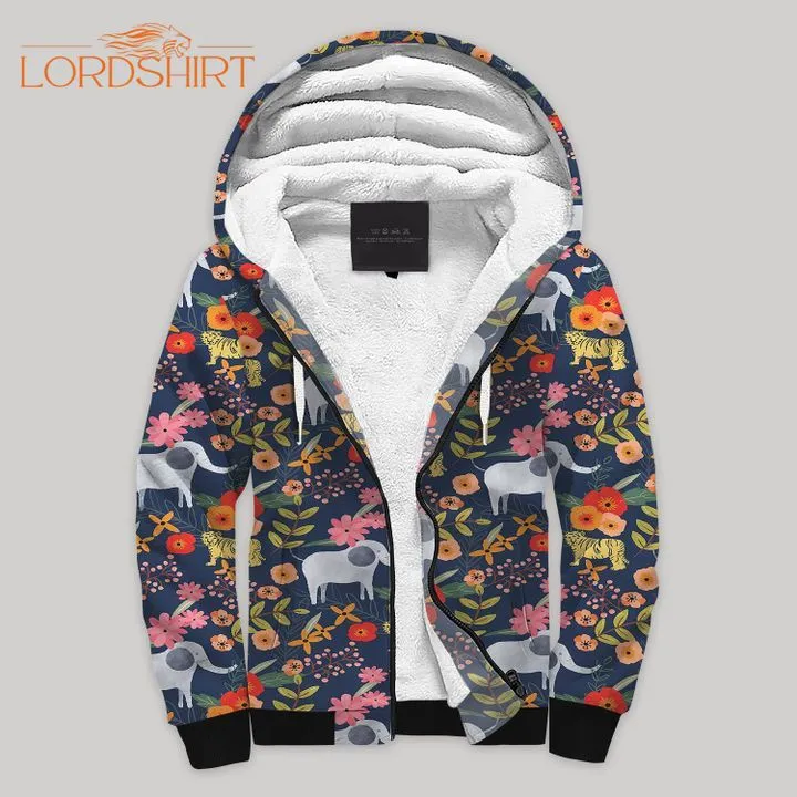 Elephant Multicolor Blanket Fleece Zip Hoodie All Over Print