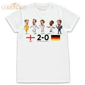 England 2 Germany 0 Football Caricature Mens Adult T-shirt