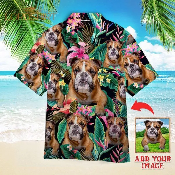 English Bulldog Custom Photo Hawaiian Shirt