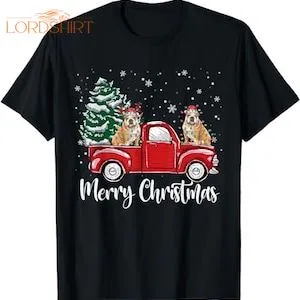 English Bulldog Riding Red Truck Christmas Tree Dog Lover