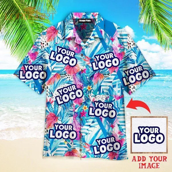 Exotic Flowers And Leaves Your Logo Custom Photo Hawaiian Shirt