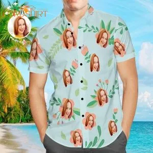 Face Summer Aloha Beach Custom Photo Hawaiian Shirt