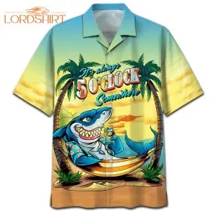 Famille  Shark On The Beach Aloha Hawaiian Shirt