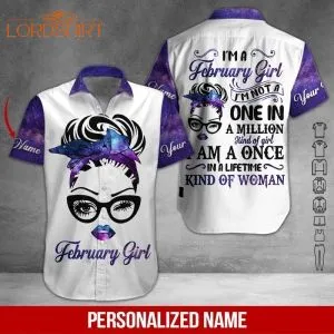 February Girl Custom Name Hawaiian Shirt