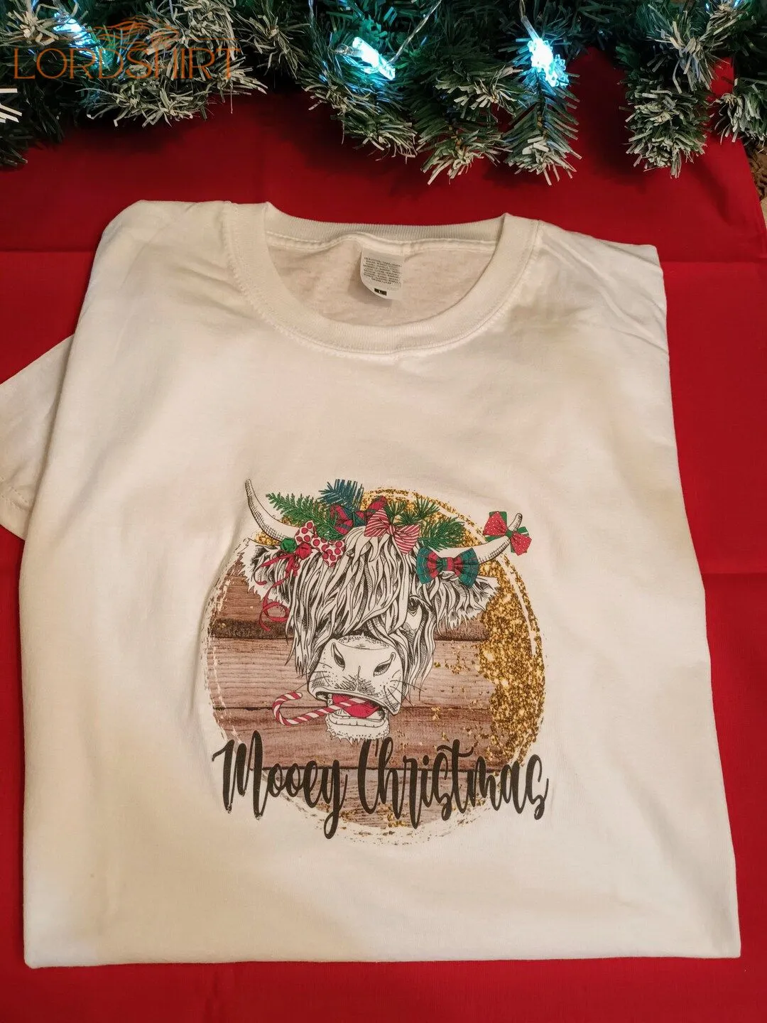 Festive Mooey Christmas T-shirt White Various Sizes