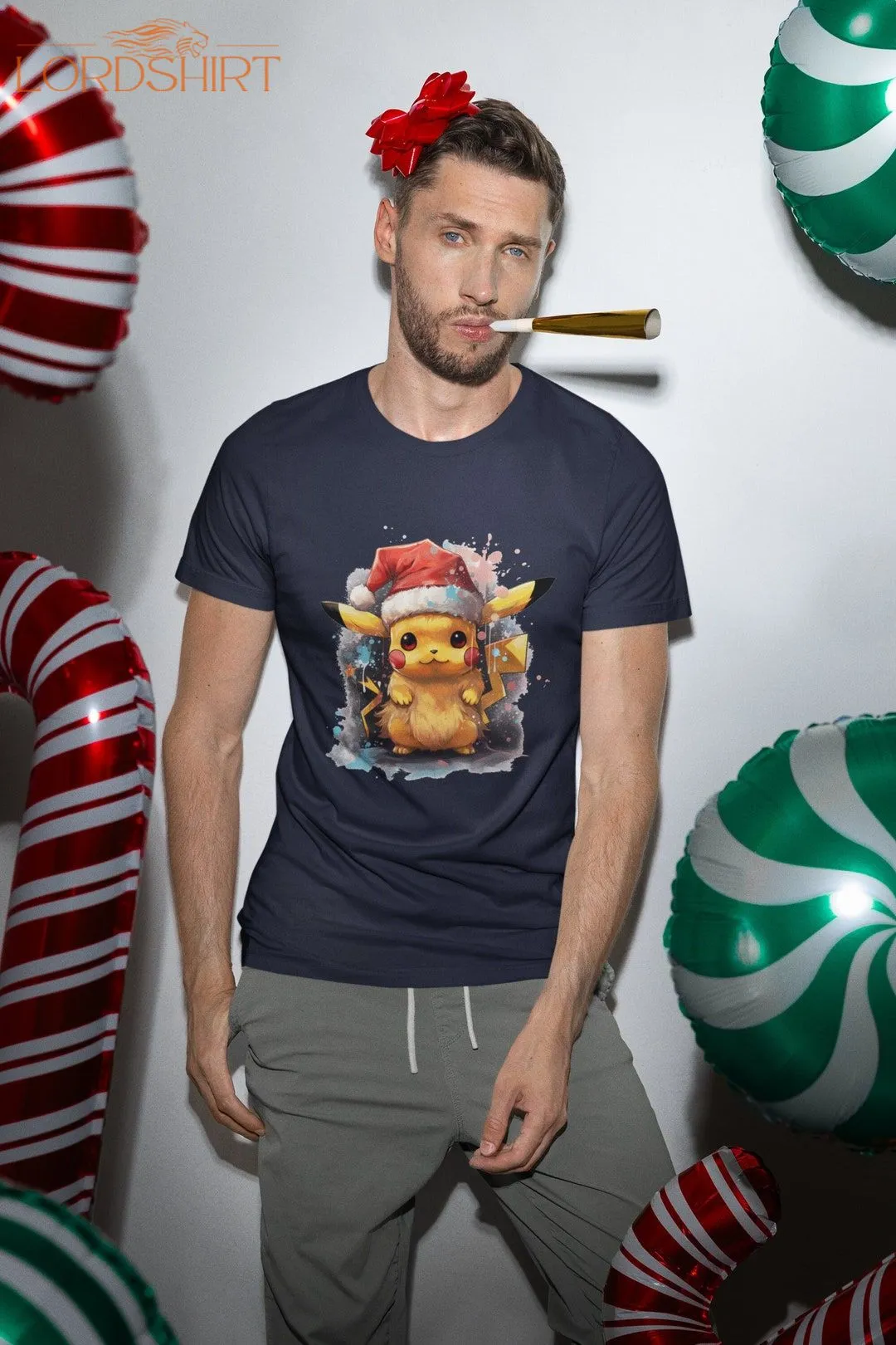 Festive Pikachu Christmas T-shirt Adult Pokmon Holiday Tee