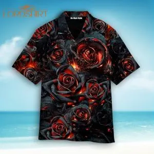 Fire Black Rose Hawaiian Shirt