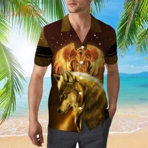 Fire Eagle And Wolf Hawaiian Shirt