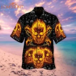 Fire Skull Halloween Hawaiian Shirt