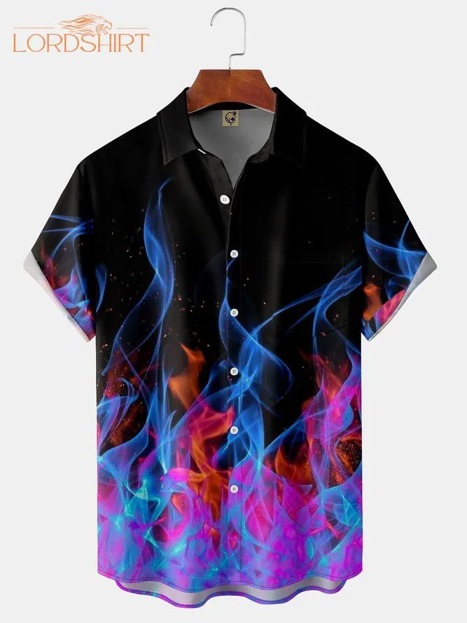 Flame Fashion Hawaiian Lapel Hawaiian Shirt