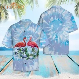 Flamingo Tie Dye Aloha Hawaiian Shirt