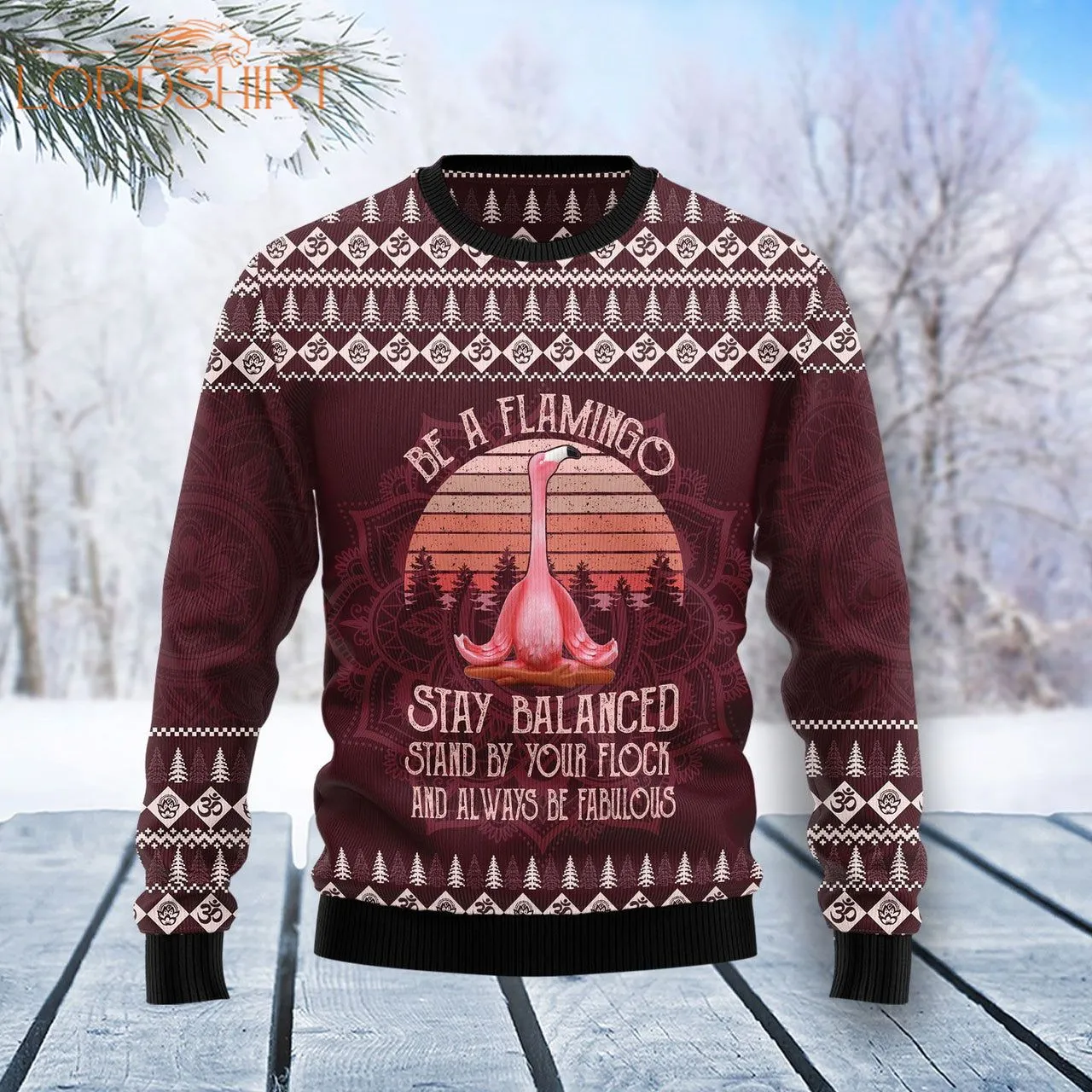 Flamingo Yoga Ugly Christmas Sweater