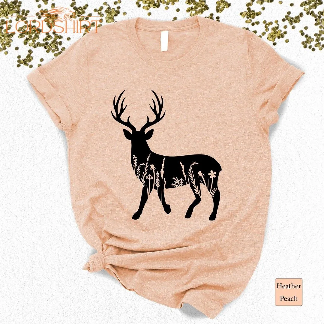 Floral Deer Shirtanimal Lover Teechristmas Tshirtchristmas