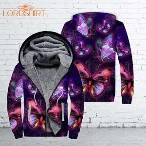 Flying Butterflies Noctilucent Fleece Zip Hoodie All Over Print