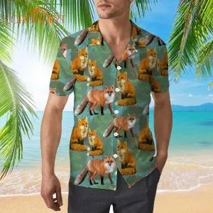 Fox Autumn Leaves Hawaiian Shirt