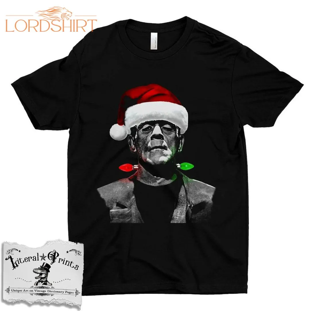 Frankensteins Monster Wearing Santa Hat T-shirt Funny Horror