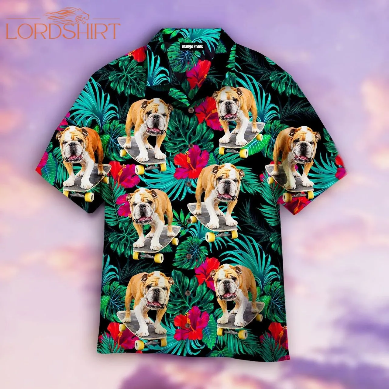 French Bulldog On Skateboard Floral Aloha Hawaiian Shirt