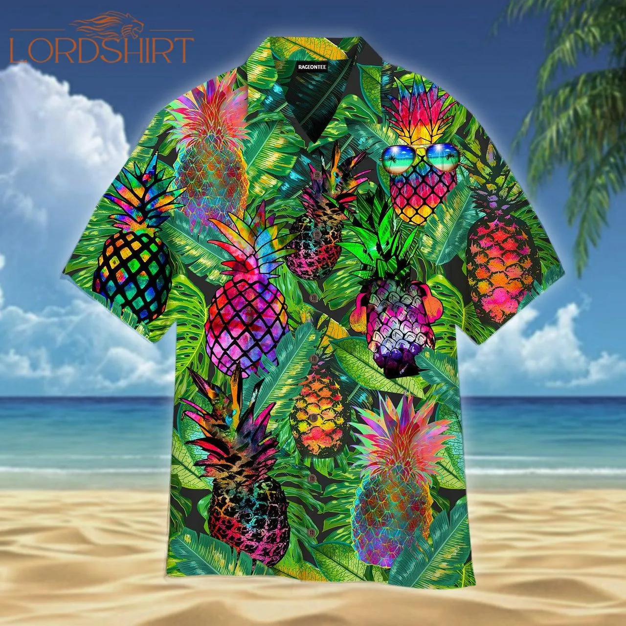 Fresh Fruit Pineapple Peace Life Colorful Aloha Hawaiian Shirt