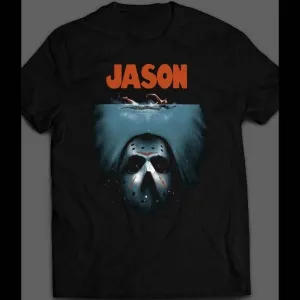 Friday The 13th's Jason Jaws Parody Halloween Shirt