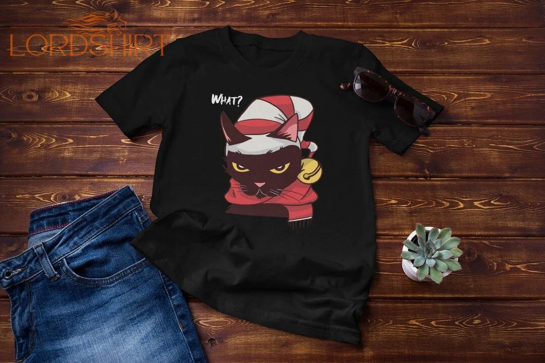 Funny Angry Cat Christmas T-shirt Funny Gift Men Women Funny