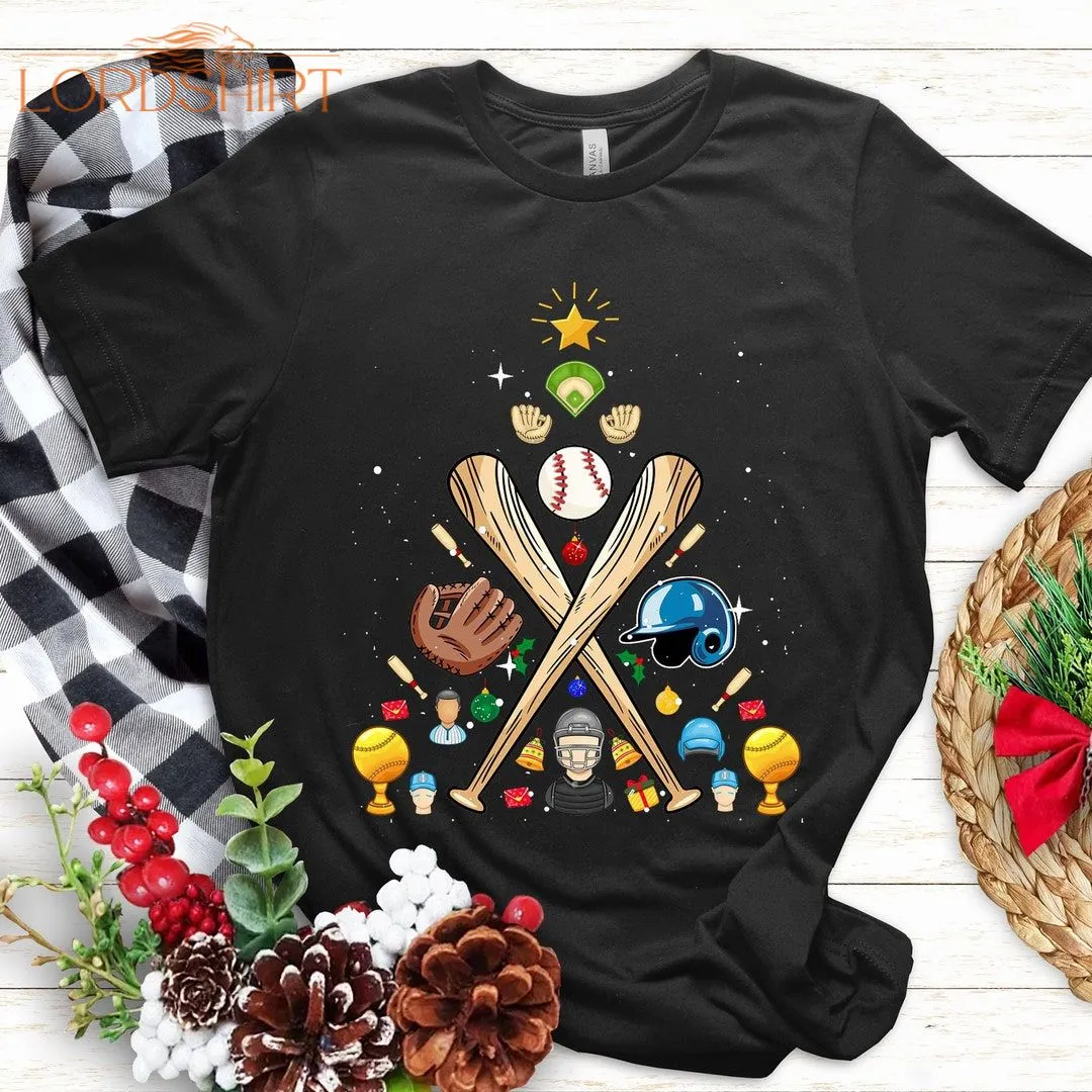 Funny Baseball Christmas Tree Xmas Gift T Shirtbaseball