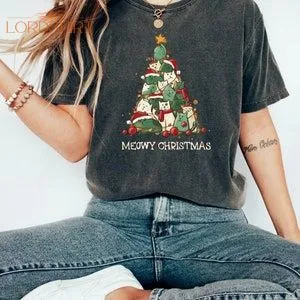 Funny Christmas Cat Shirt Cat Lover Gift Cute Christmas Tee