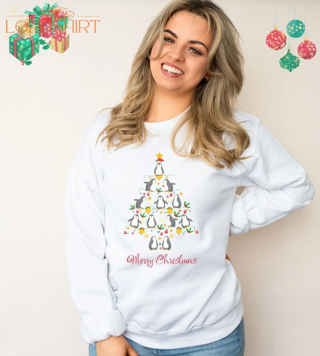 Funny Christmas Tree Penguin Unisex Sweatshirt For Her Or Him