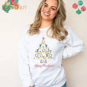 Funny Christmas Tree Penguin Unisex Sweatshirt For Her Or Him